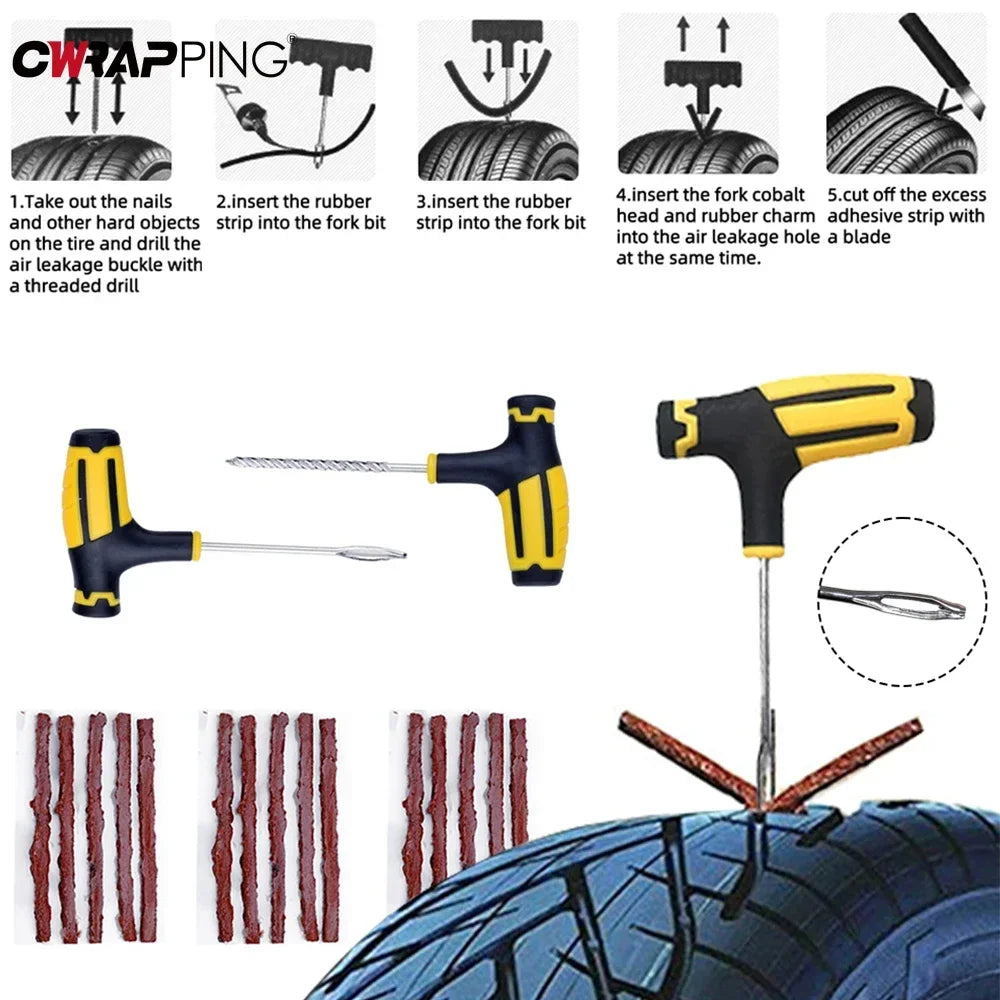 Emergency Tire Puncture Repair Kit for Cars and Motorcycles - 2