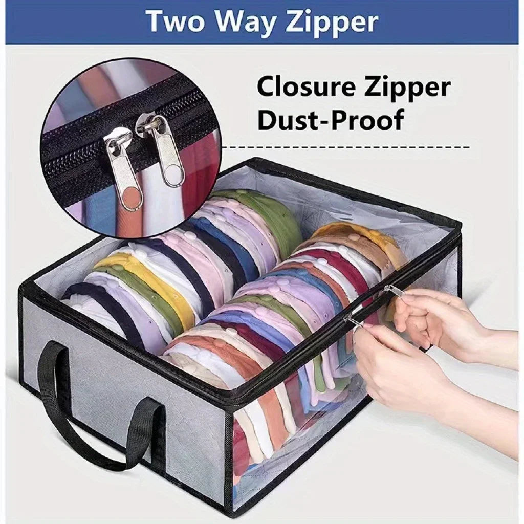 Extra-Large Foldable Hat Storage Box with Clear Viewing Window