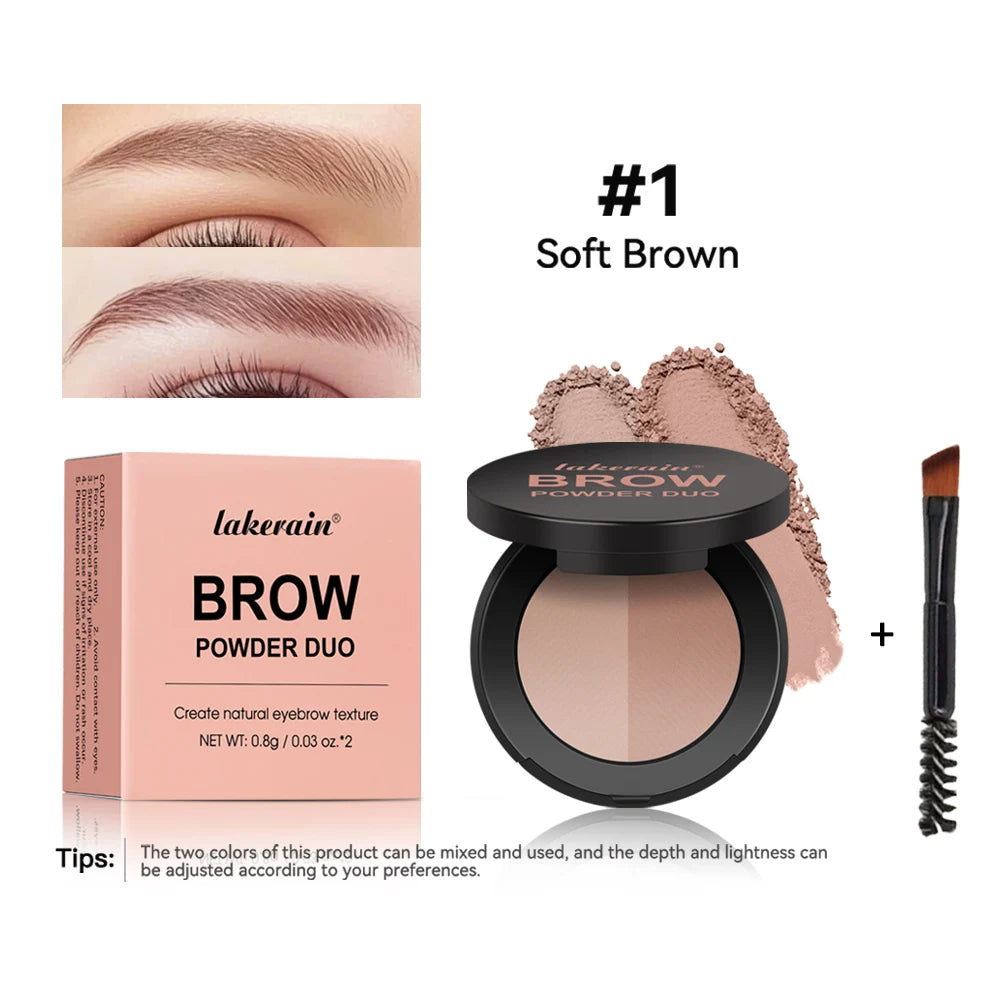 Two-Tone Waterproof Eyebrow Powder for Natural Brows and Contouring