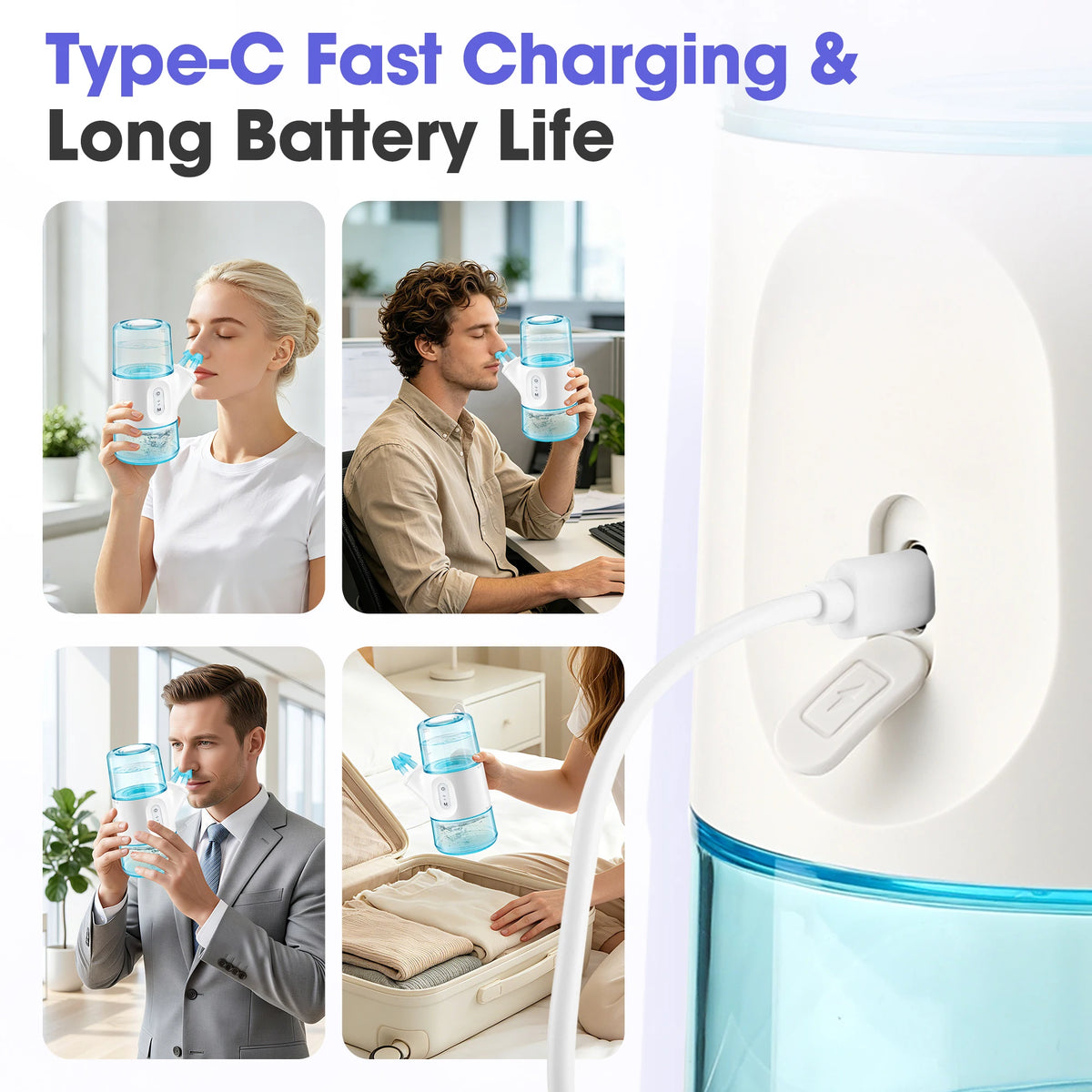 Electric Nasal Irrigator with 300ml Tank for Sinus Relief
