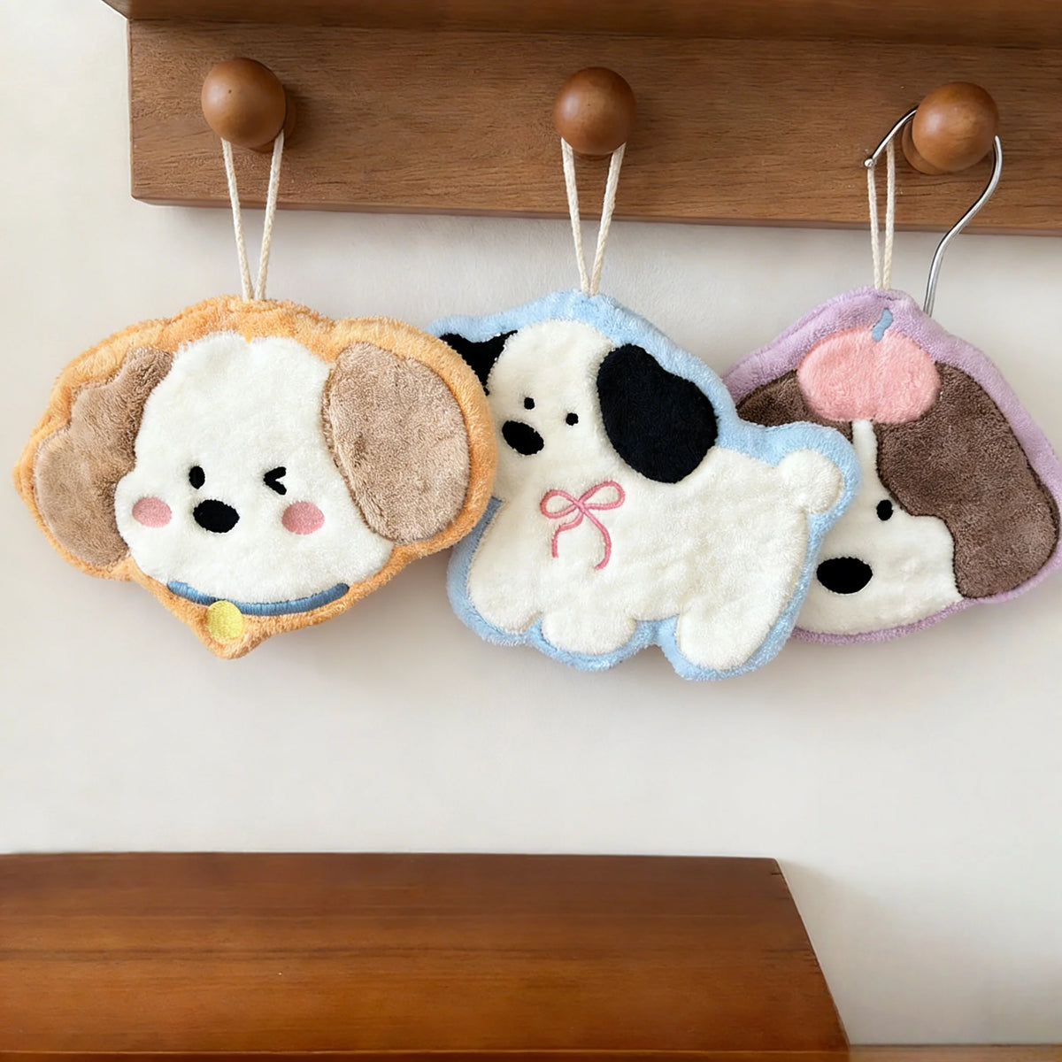 Cute Cartoon Puppy Hanging Hand Towel for Kitchen and Bathroom