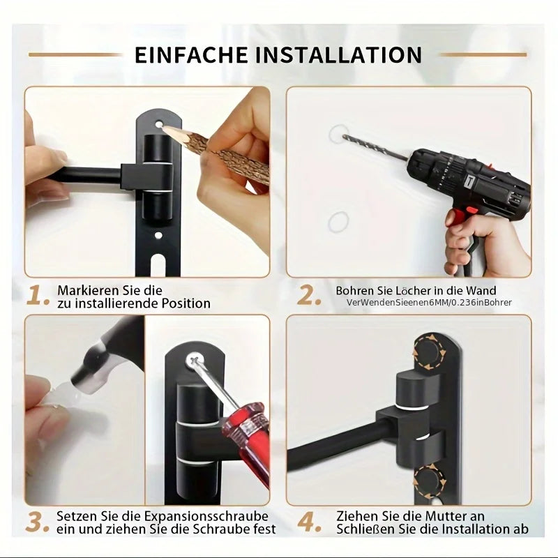 180 Degree Rotary Motorcycle Helmet Wall Rack Holder with Jacket Hook