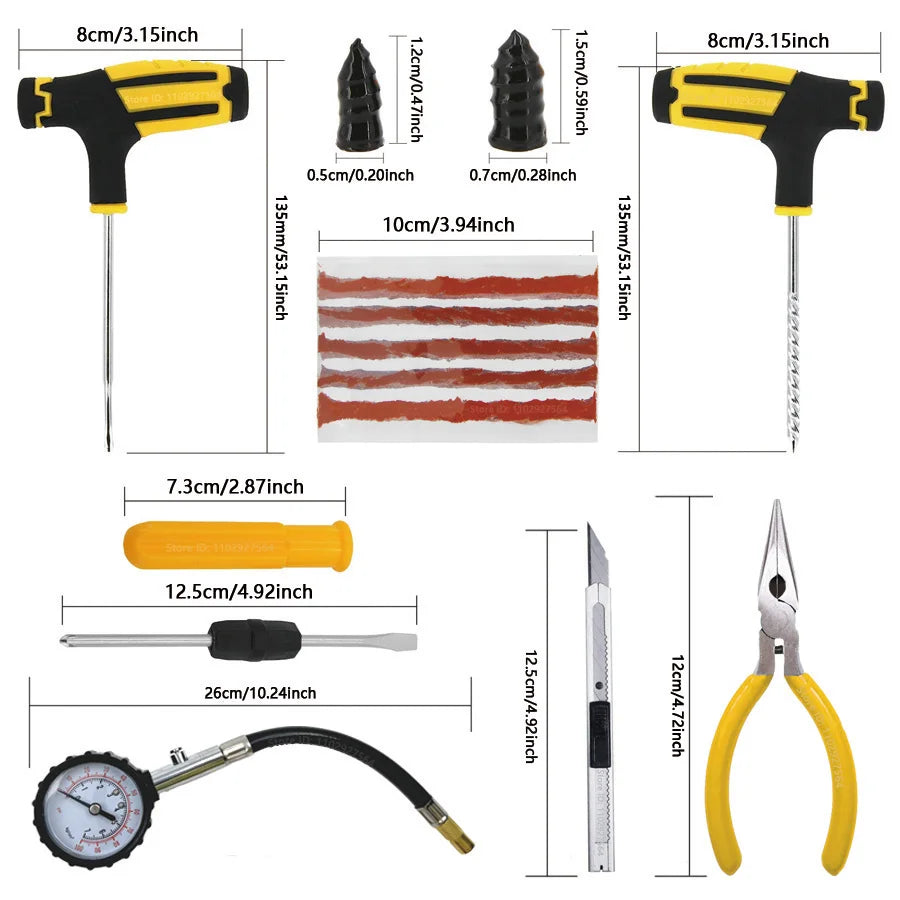 Emergency Tire Puncture Repair Kit for Cars and Motorcycles - 2