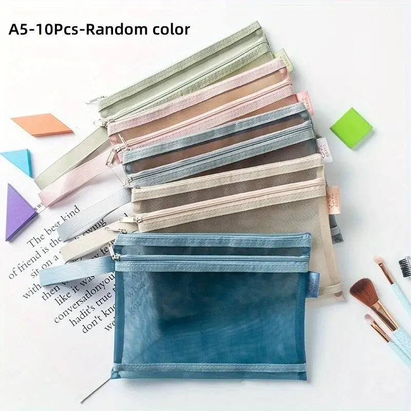Transparent Double-Layer Mesh Document Storage Bag