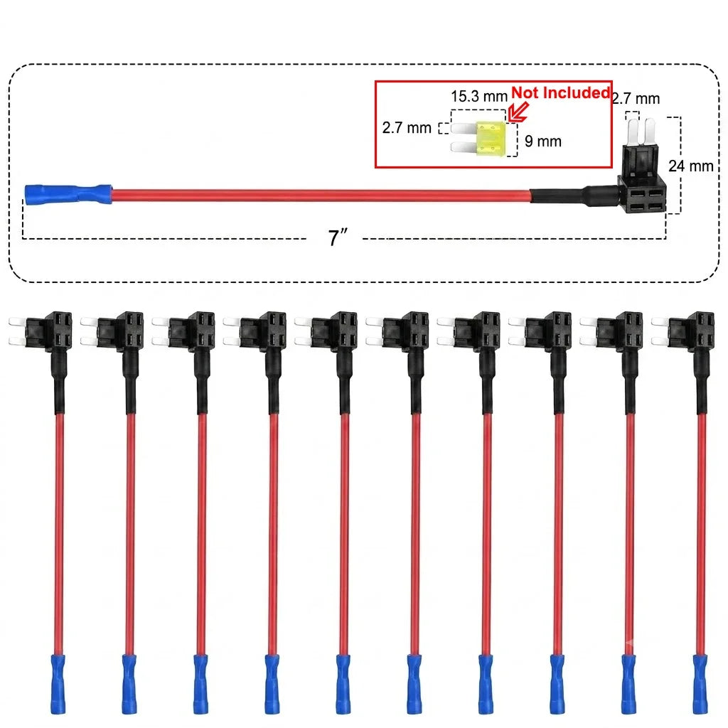 10 Pack Car Fuse Holder Add a Circuit Adapter for Auto Blade Fuses - 18