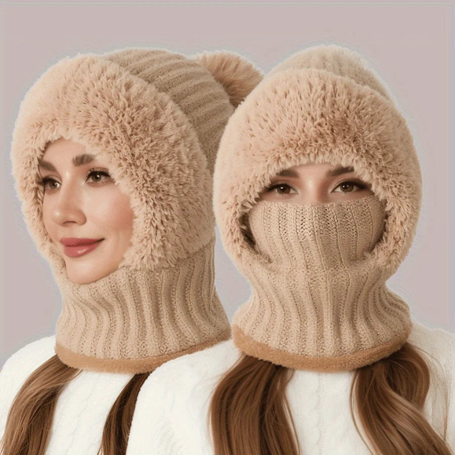 Windproof Thermal Fleece Ski Mask and Hat Set