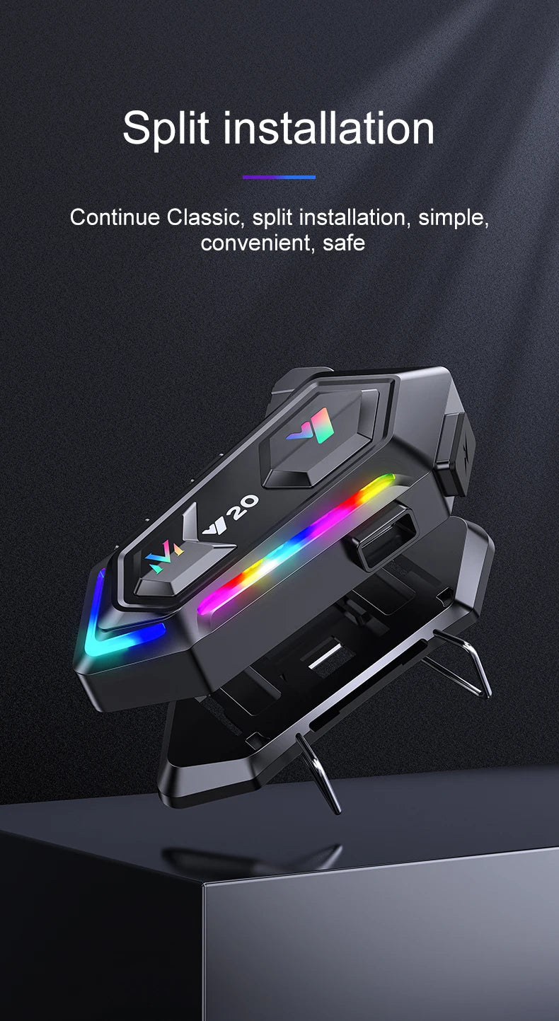 Wireless Motorcycle Helmet Bluetooth Headset with RGB Light