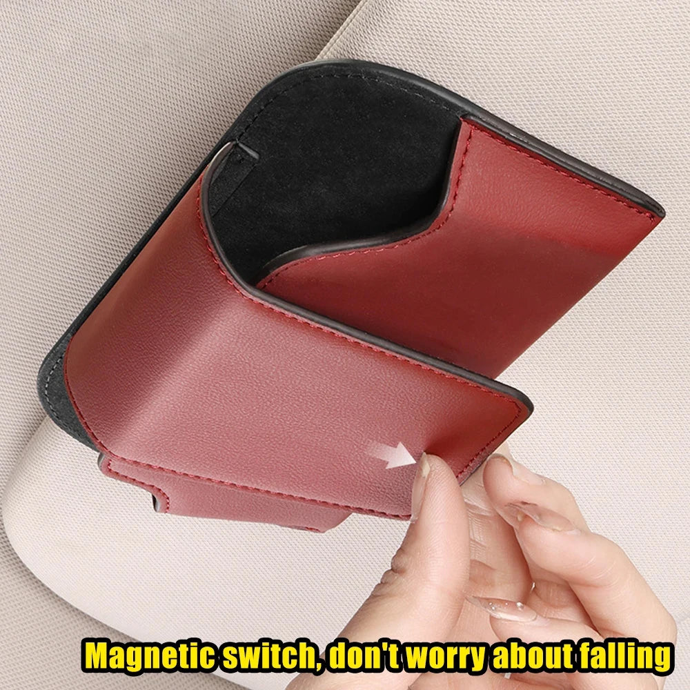 Magnetic Car Sun Visor Sunglasses Holder Case