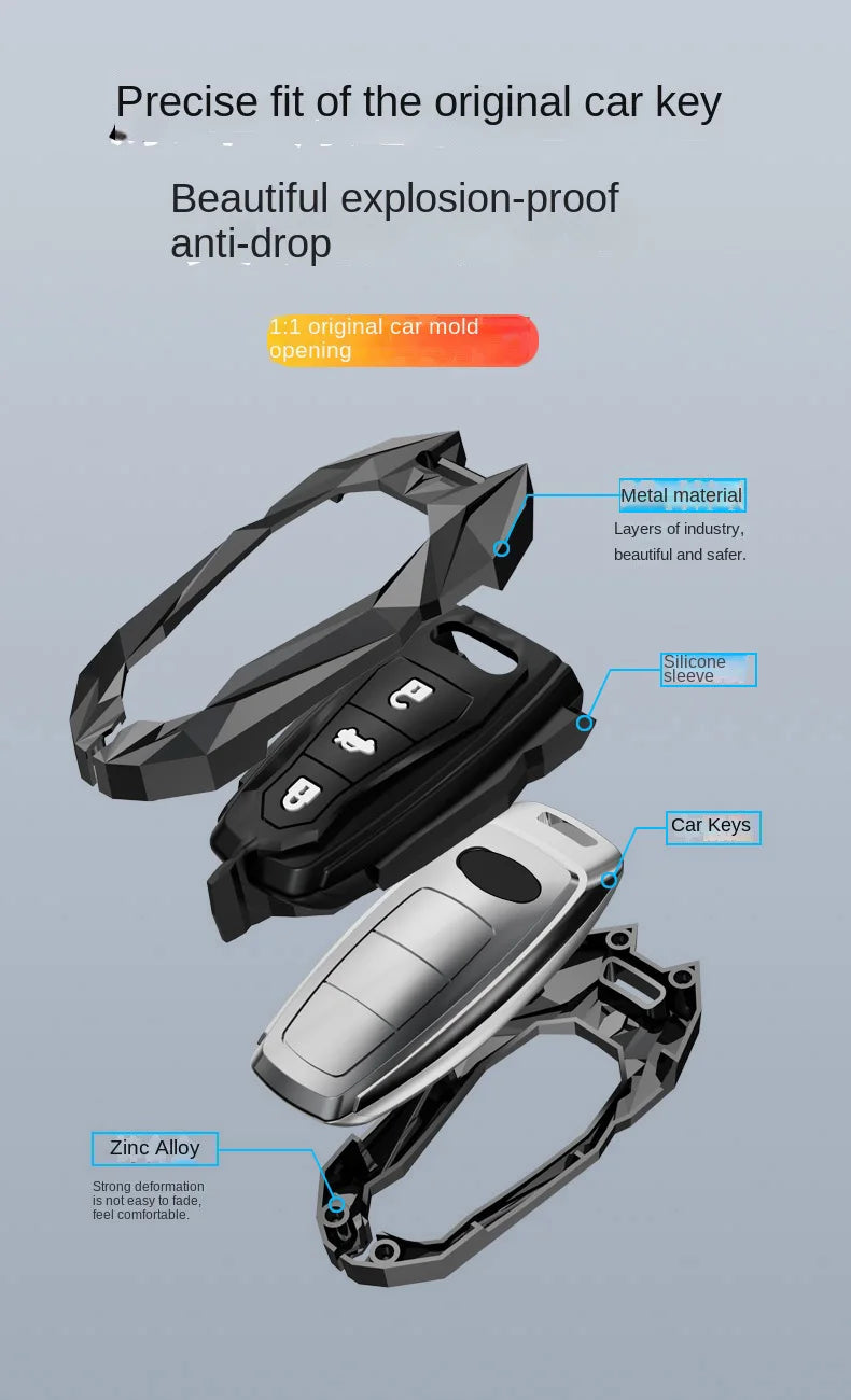 Protective Galvanized Alloy Car Key Case for Audi - 9