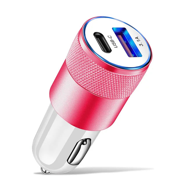 Dual Port Fast Car Charger with LED Ambient Light