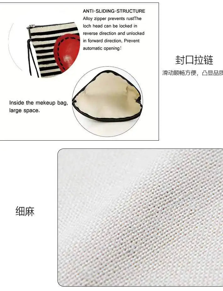 Zippered Love Print Cosmetic Pouch for Travel - 9