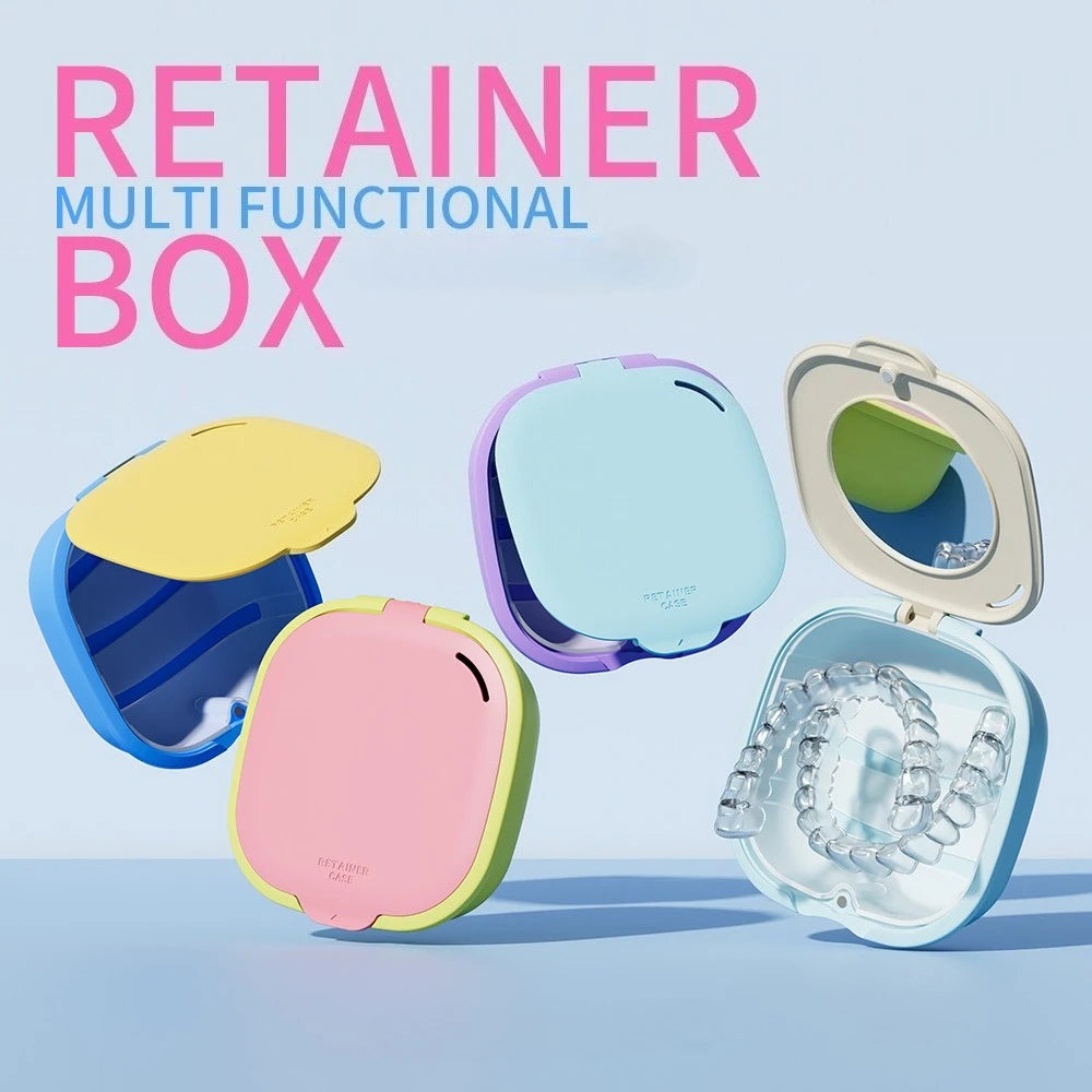 Portable Retainer Case with Mirror and Drain Basket - 1