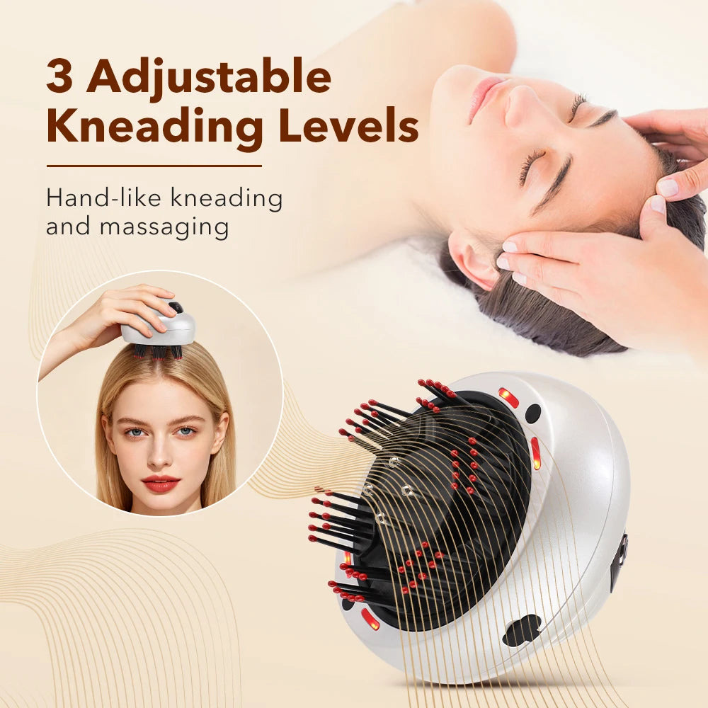 Electric Scalp Massager with Red Light Therapy and Oil Applicator