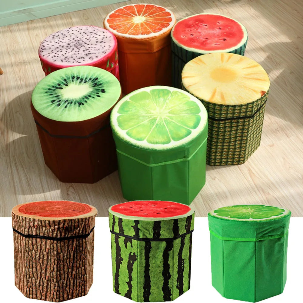 Fruit Pattern Foldable Storage Stool and Ottoman - 2