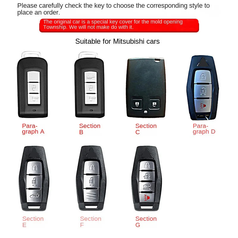 Protective Galvanized Alloy Car Key Case Cover for Mitsubishi - 2