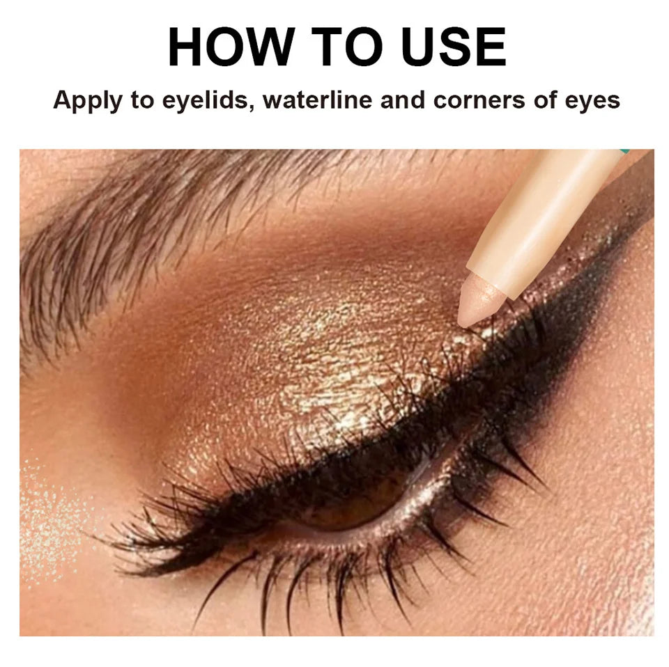 Waterproof Shimmer Eyeshadow Stick for Instant Eye Brightening - 12