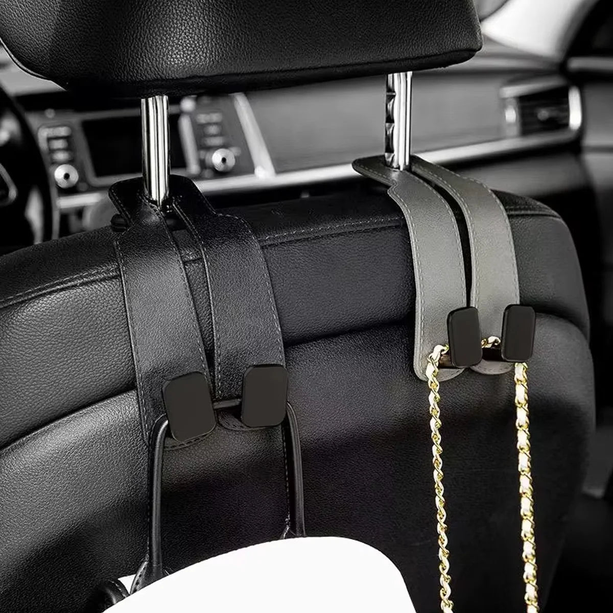 Leather Car Seat Headrest Organizer Hooks
