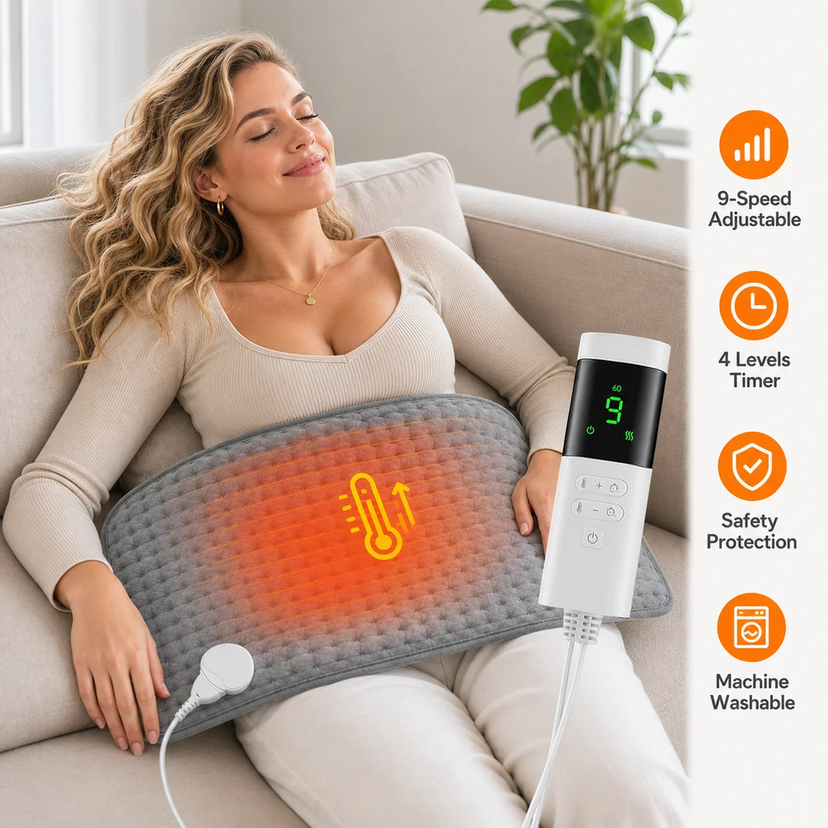 Electric Heating Pad for Back Neck and Muscle Pain Relief