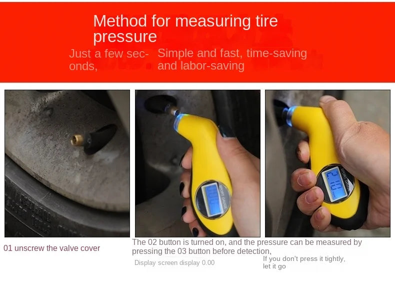 Digital LCD Tire Pressure Gauge for Car Safety