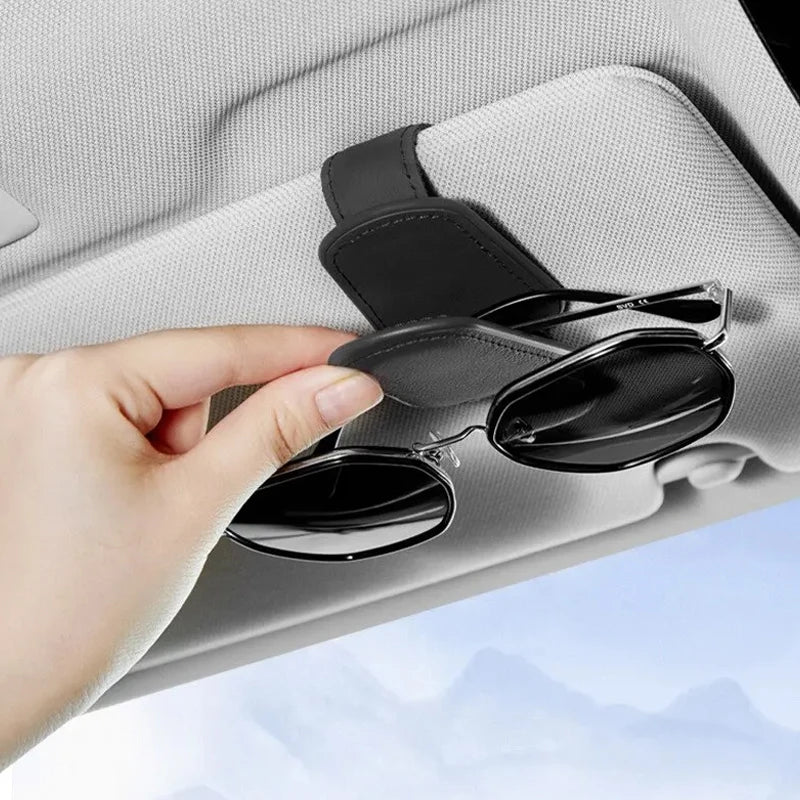 Magnetic Leather Car Sun Visor Sunglasses Holder Clip - 1