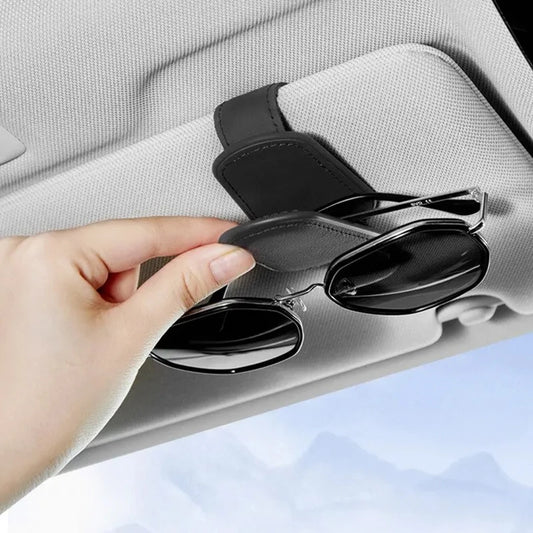 Magnetic Leather Car Sun Visor Sunglasses Holder Clip
