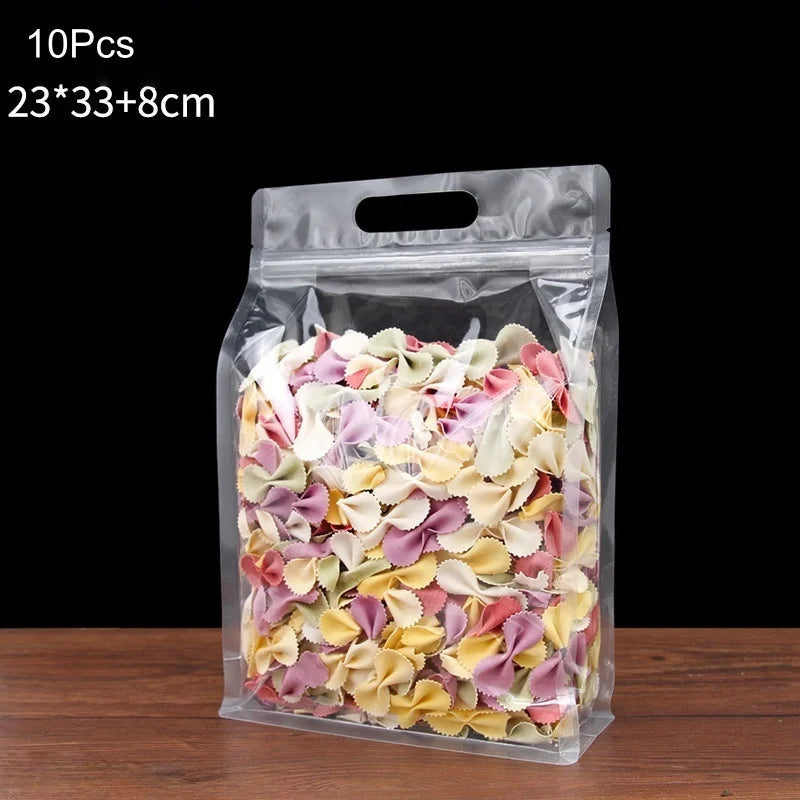 10 Pack Transparent Stand Up Ziplock Bags Portable Food Storage Pouches