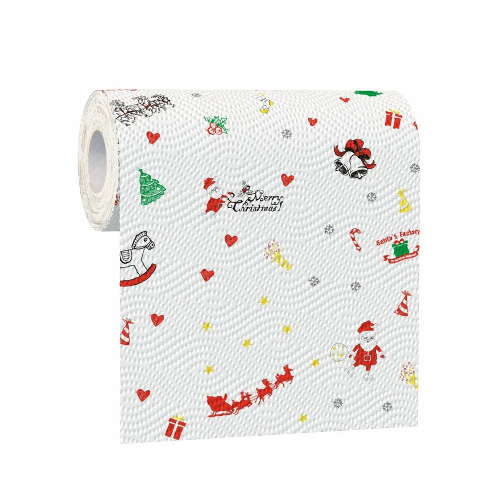 Festive Christmas Patterned Absorbent Kitchen Paper Towels - 15