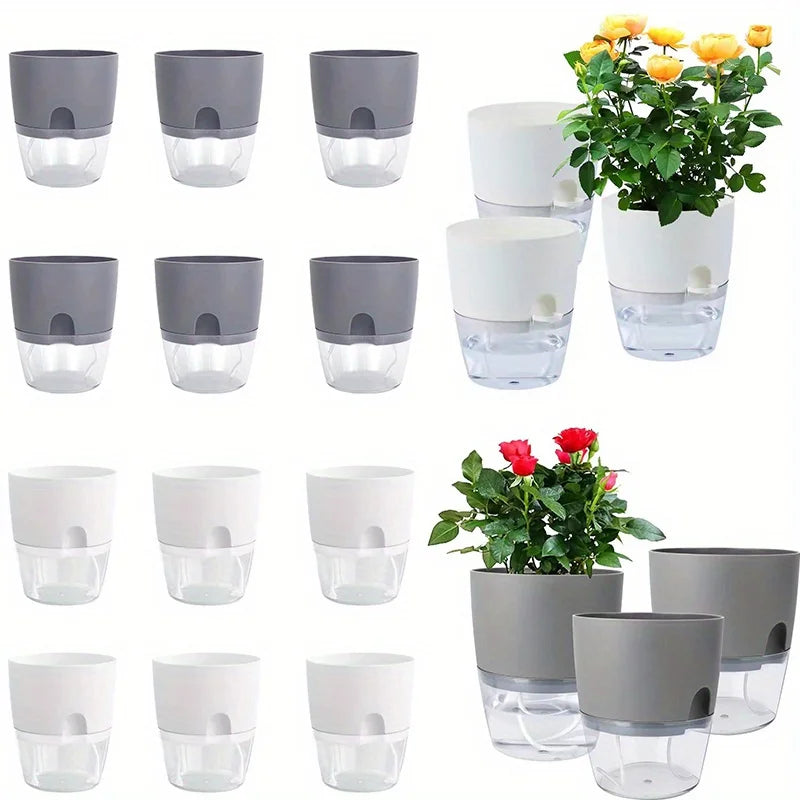 Self Watering Flower Pot Set Double Layer Hydroponic Plant Planter