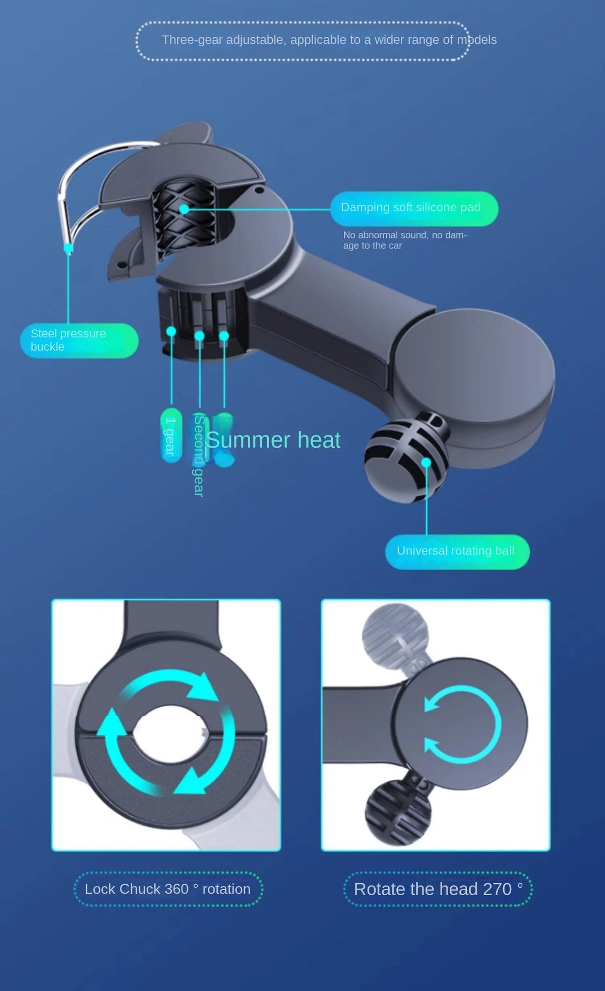 Adjustable USB Powered Car Backseat Cooling Fan