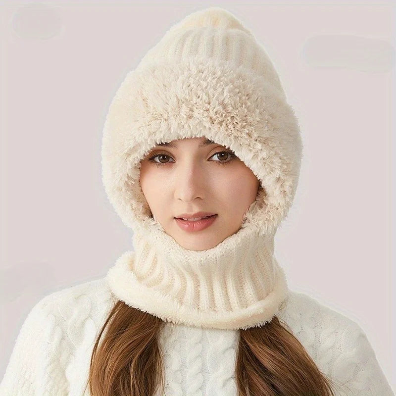 Windproof Thermal Fleece Ski Mask and Hat Set - 4