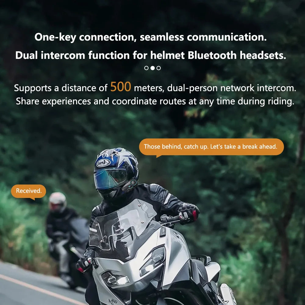 Bluetooth 5.4 Motorcycle Helmet Headset with 1080P Camera Intercom