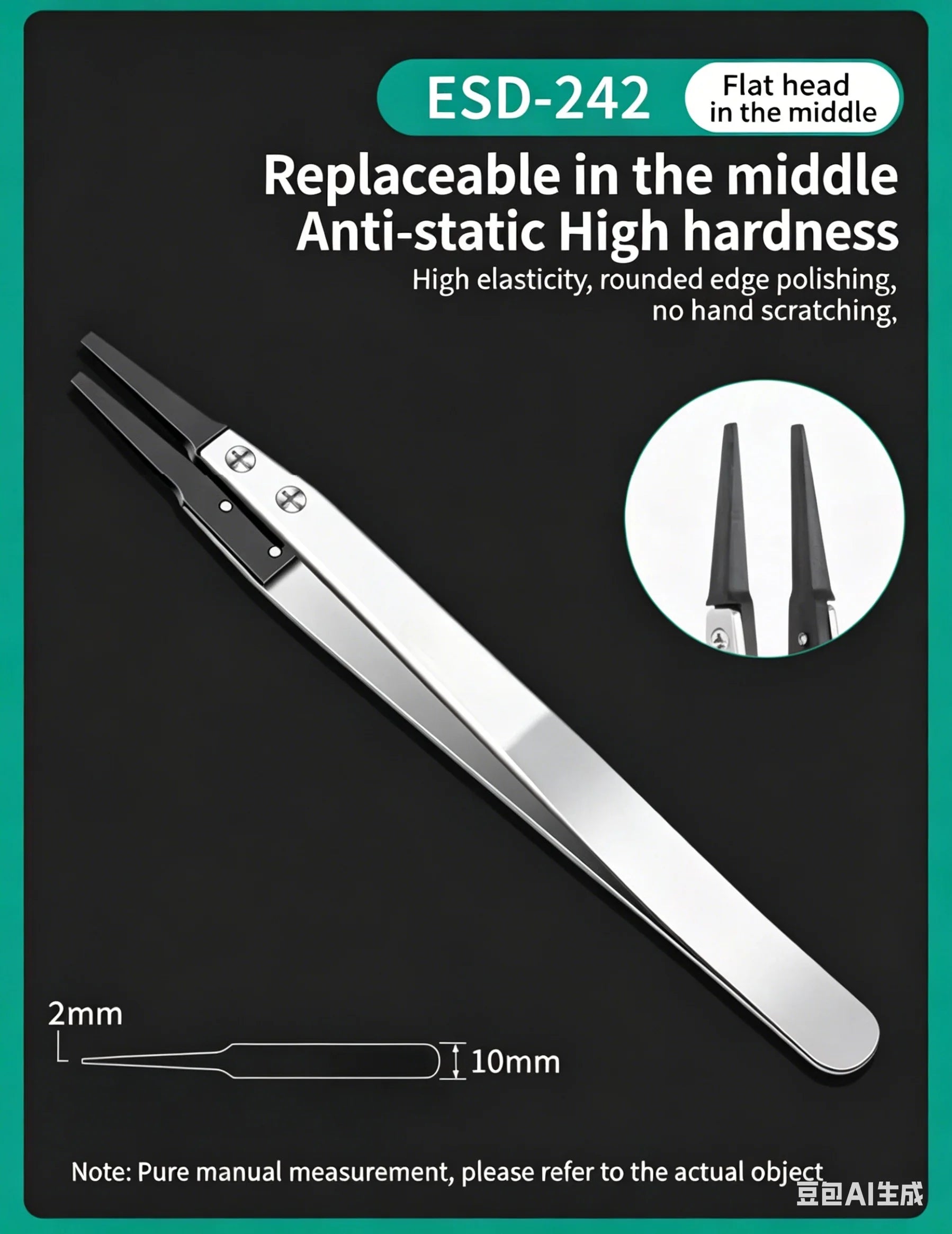 ESD-Safe Precision Tweezer Set with Replaceable Anti-Static Tips - 16