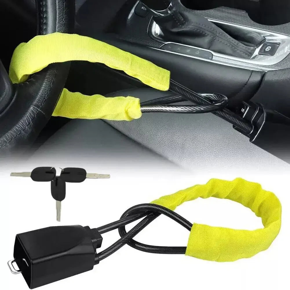 Anti-Theft Braided Steel Steering Wheel and Seat Belt Lock - 9