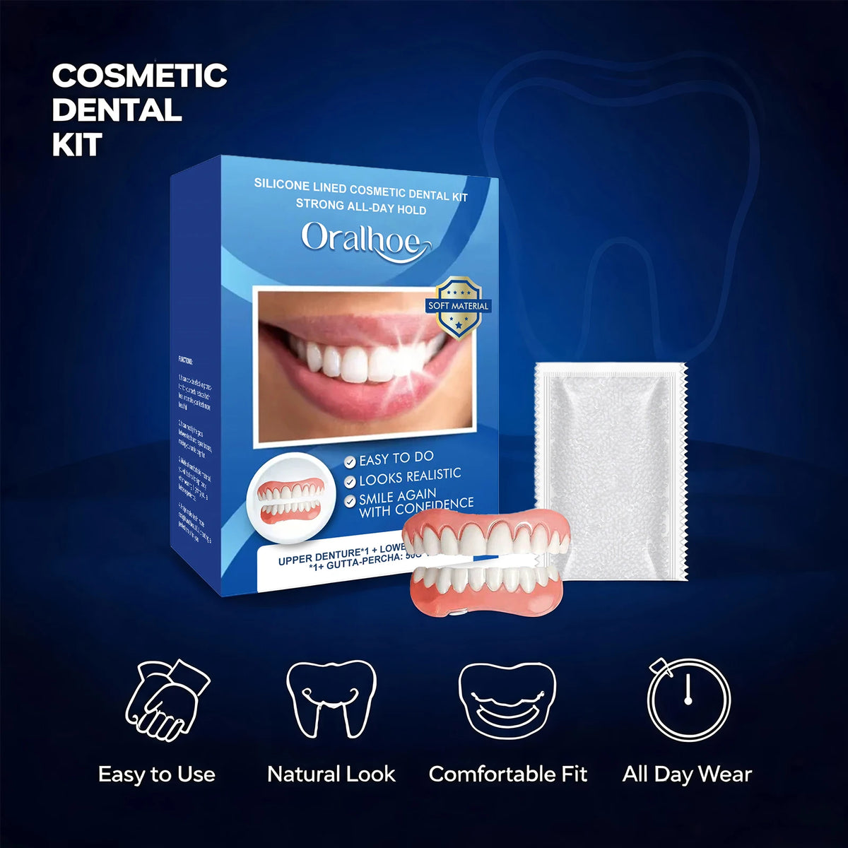 Comfort Fit Silicone Denture Set for Natural Looking Smile
