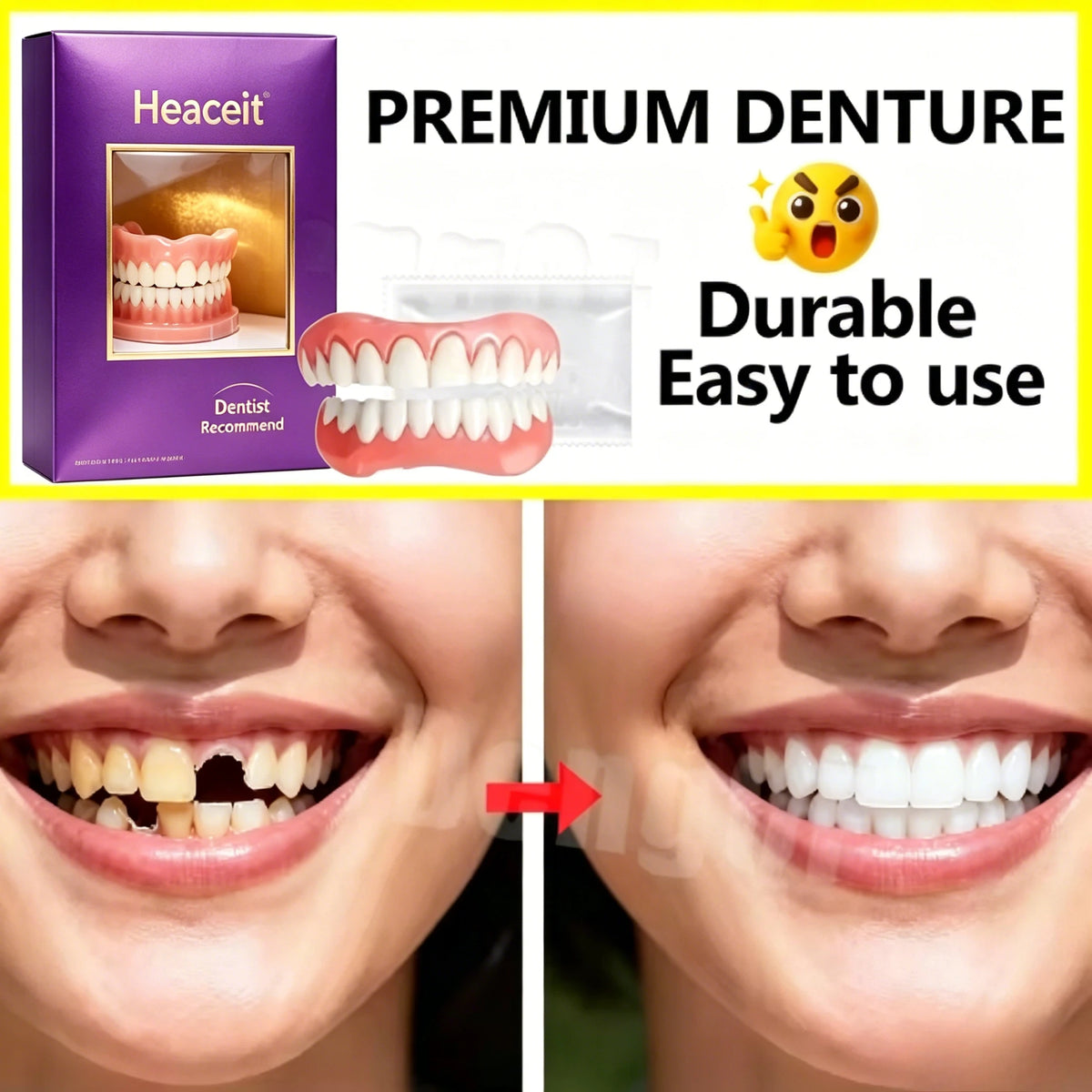 Adjustable Silicone Cosmetic Dentures for Instant Smile Beauty