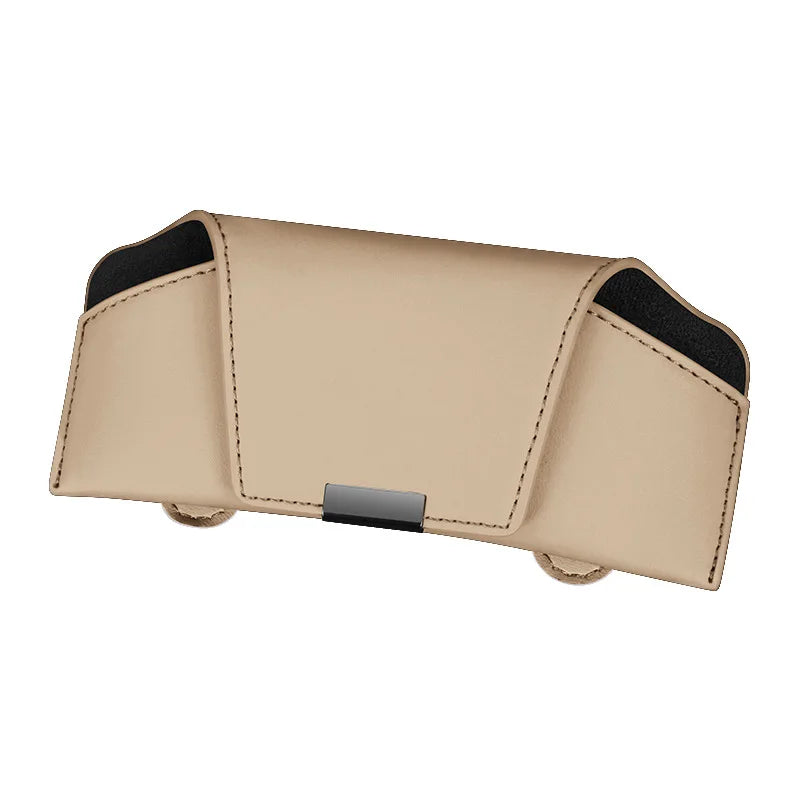 Leather Car Sun Visor Sunglasses and Eyeglasses Holder Case - 26