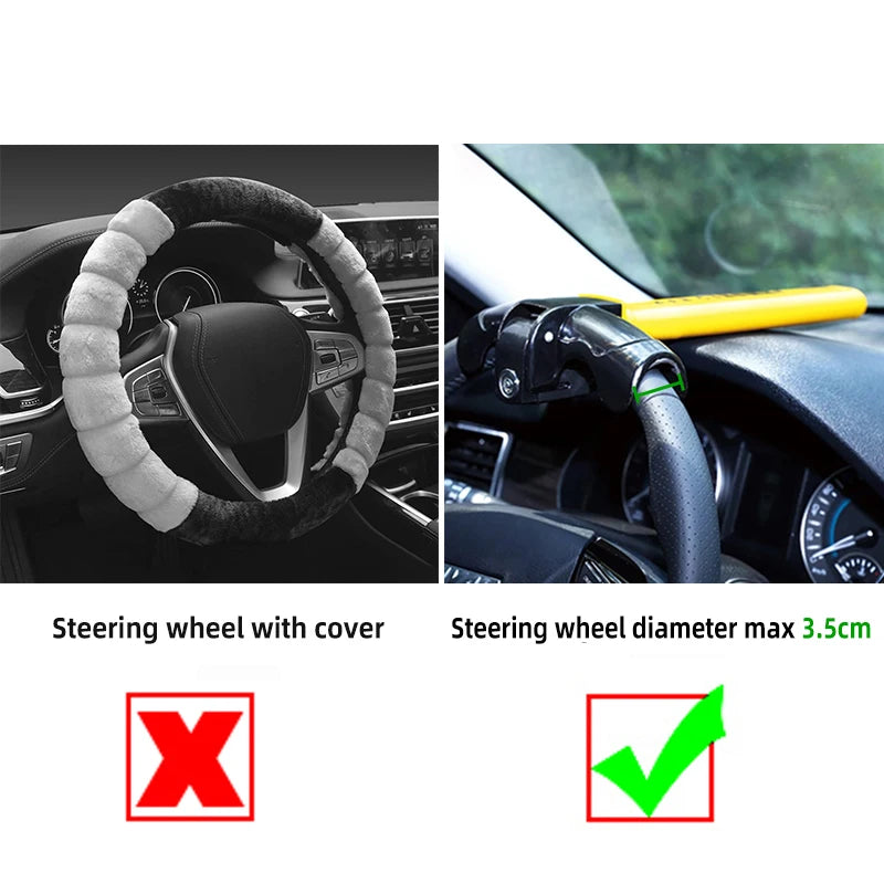 Heavy-Duty Universal Car Steering Wheel Anti-Theft Security Lock - 4