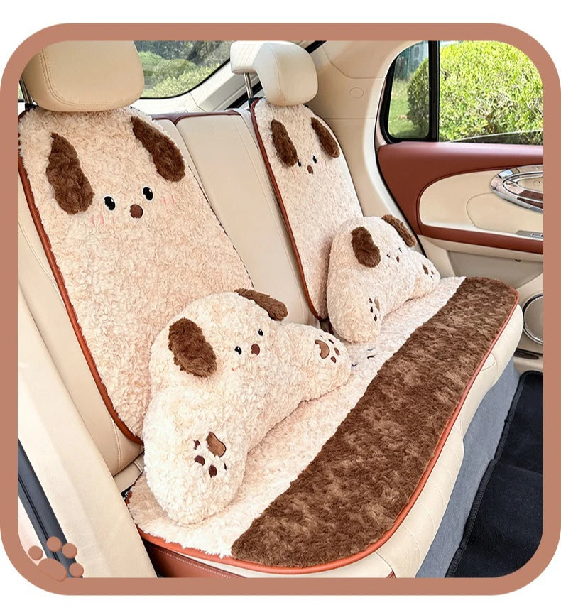 Cute Cartoon Animal Plush Car Seat Cushion and Pillow Set - 9