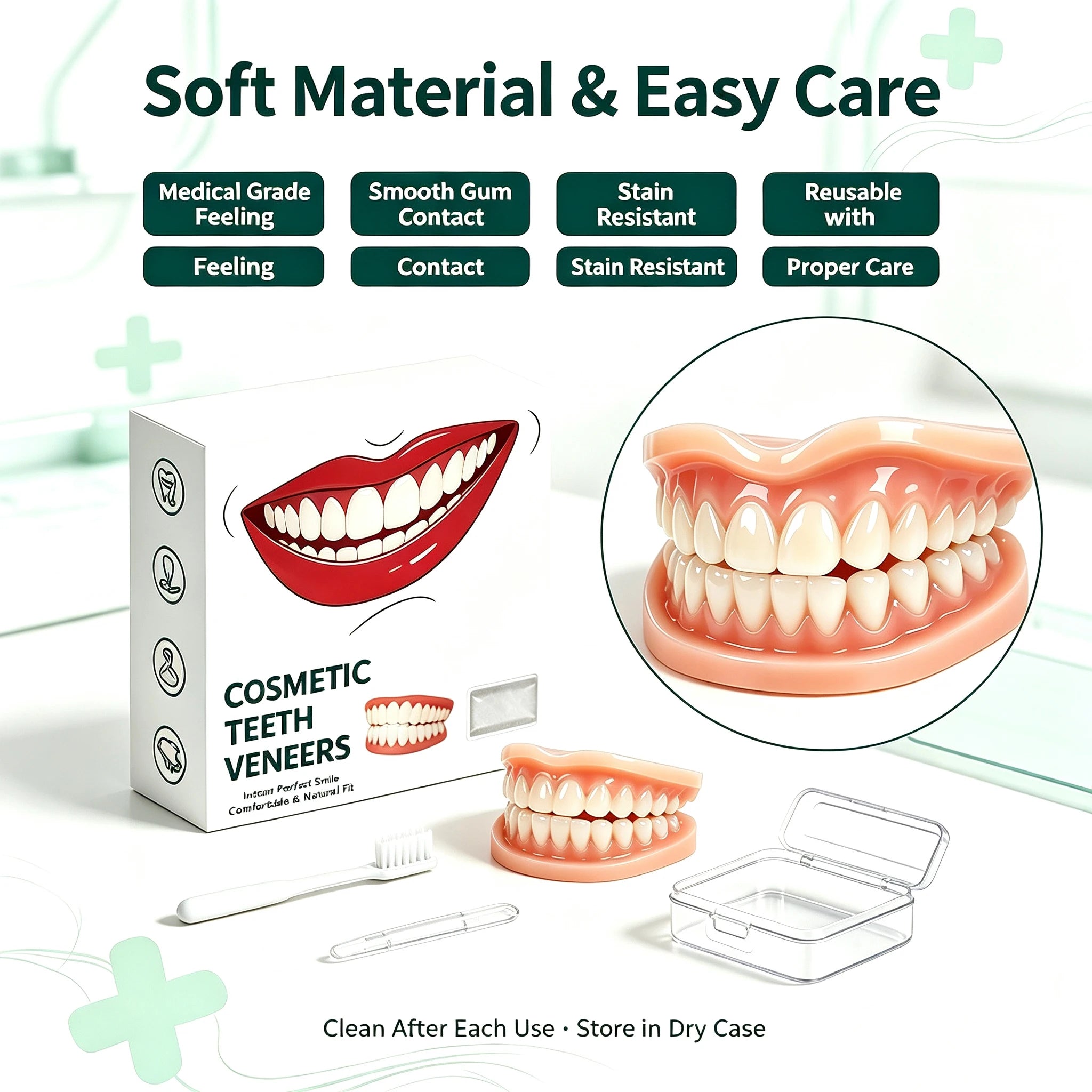 Comfortable Silicone Full Denture Set for Daily Oral Care - 3