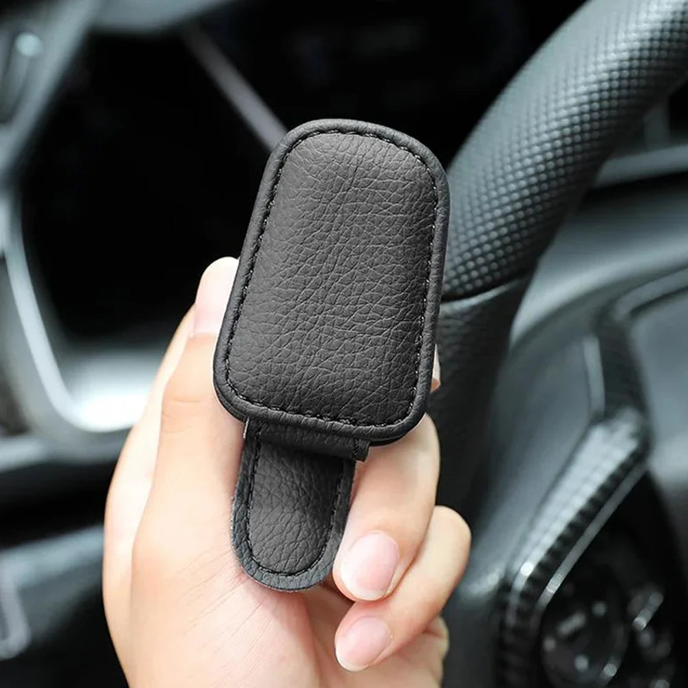 Magnetic Leather Car Sun Visor Sunglasses Holder Clip - 8