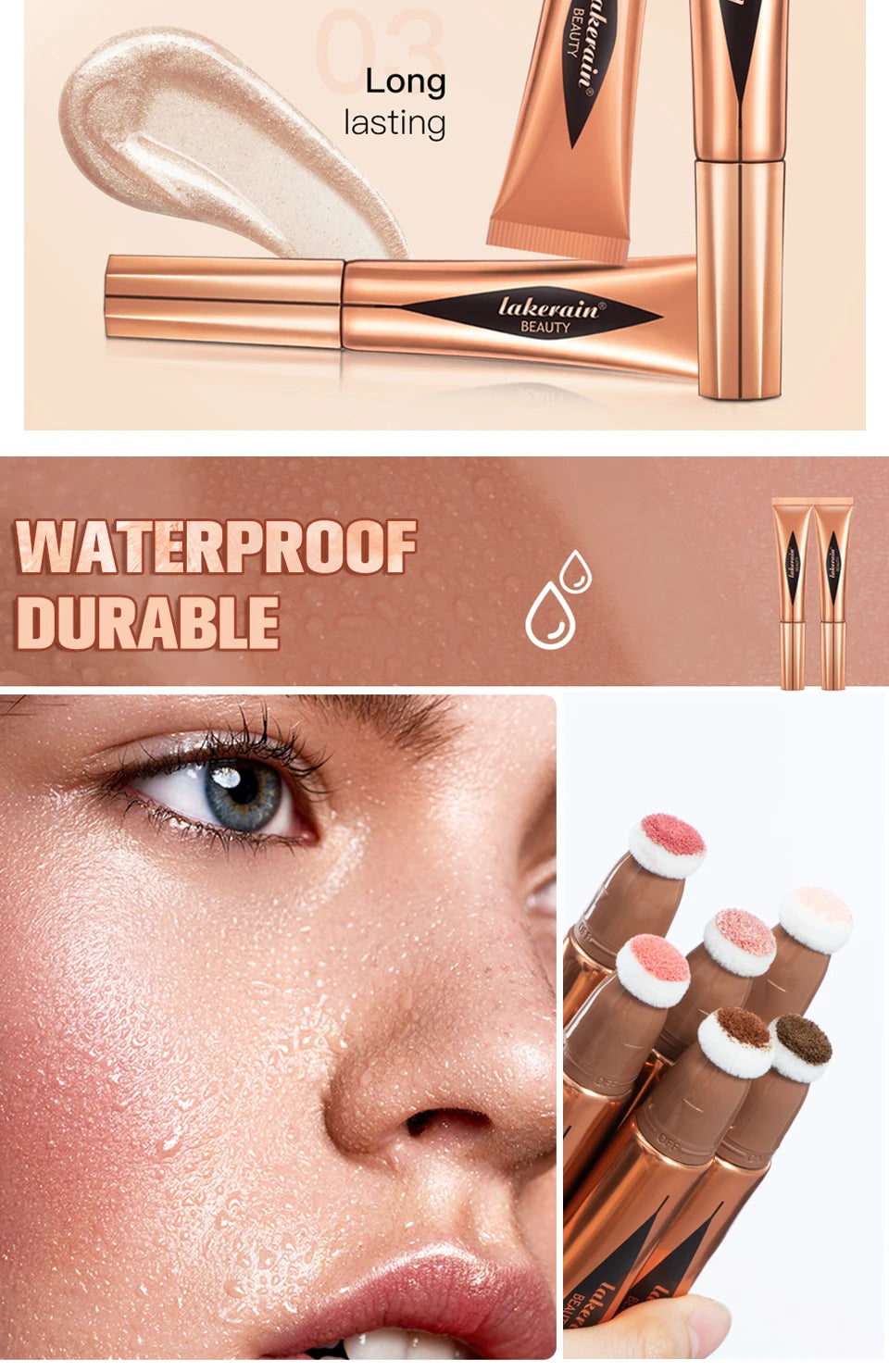 Liquid Face Contouring, Blush, and Highlighter Wand with Cushion Tip