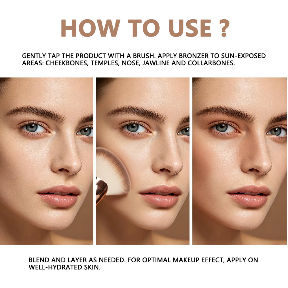 Buildable Matte Pressed Bronzer Powder for Natural Face Contouring
