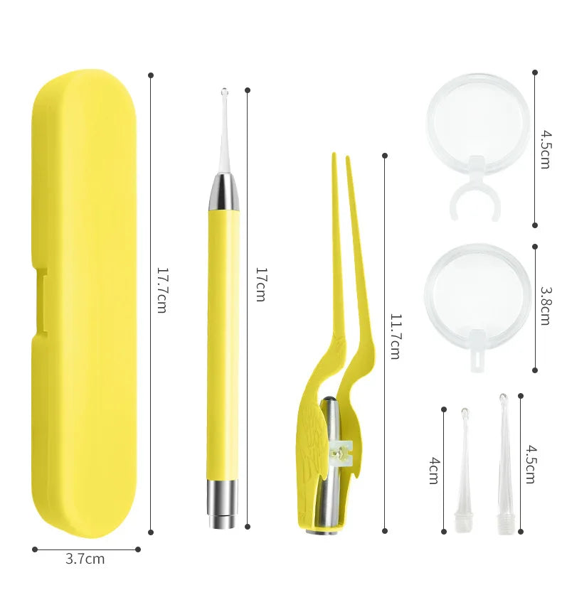 LED Illuminated Ear Wax Removal Kit with Tweezers - 6