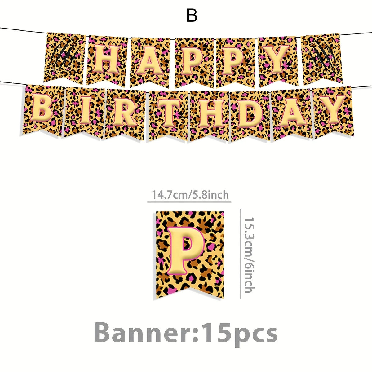 Leopard Print Happy Birthday Party Banner Decoration Set