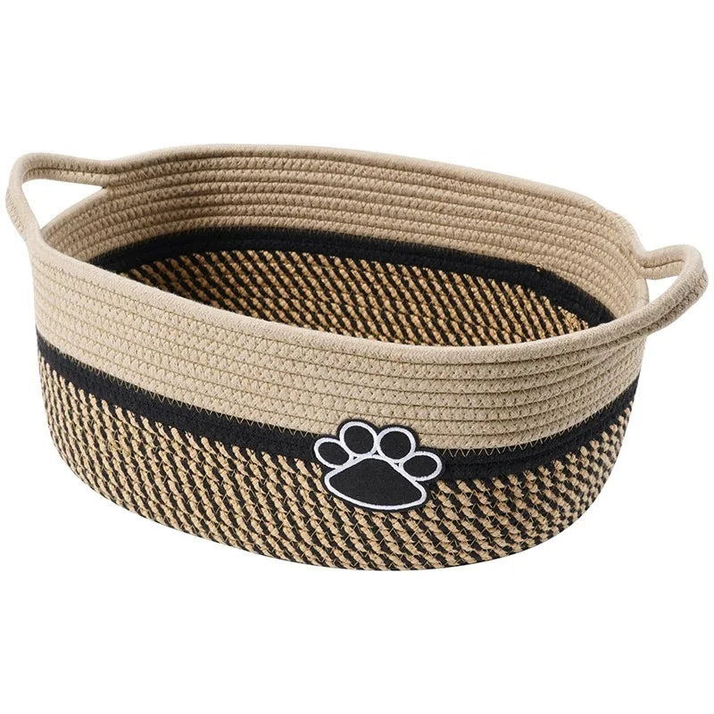 Woven Pet Toy Storage Basket with Handles