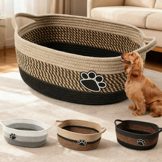 Woven Pet Toy Storage Basket with Handles