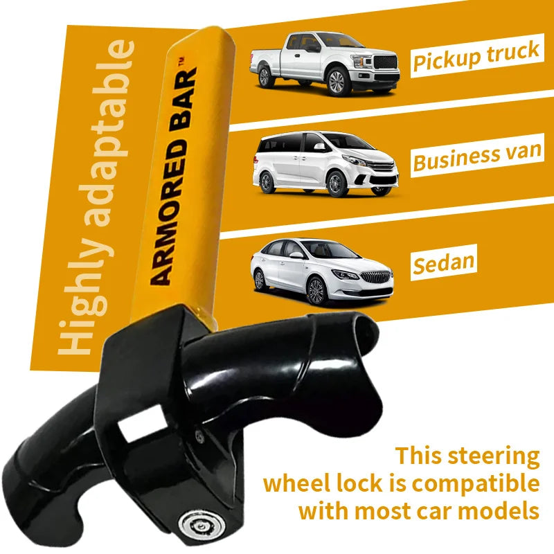 Heavy-Duty T-Bar Steering Wheel Lock for Car Security - 3