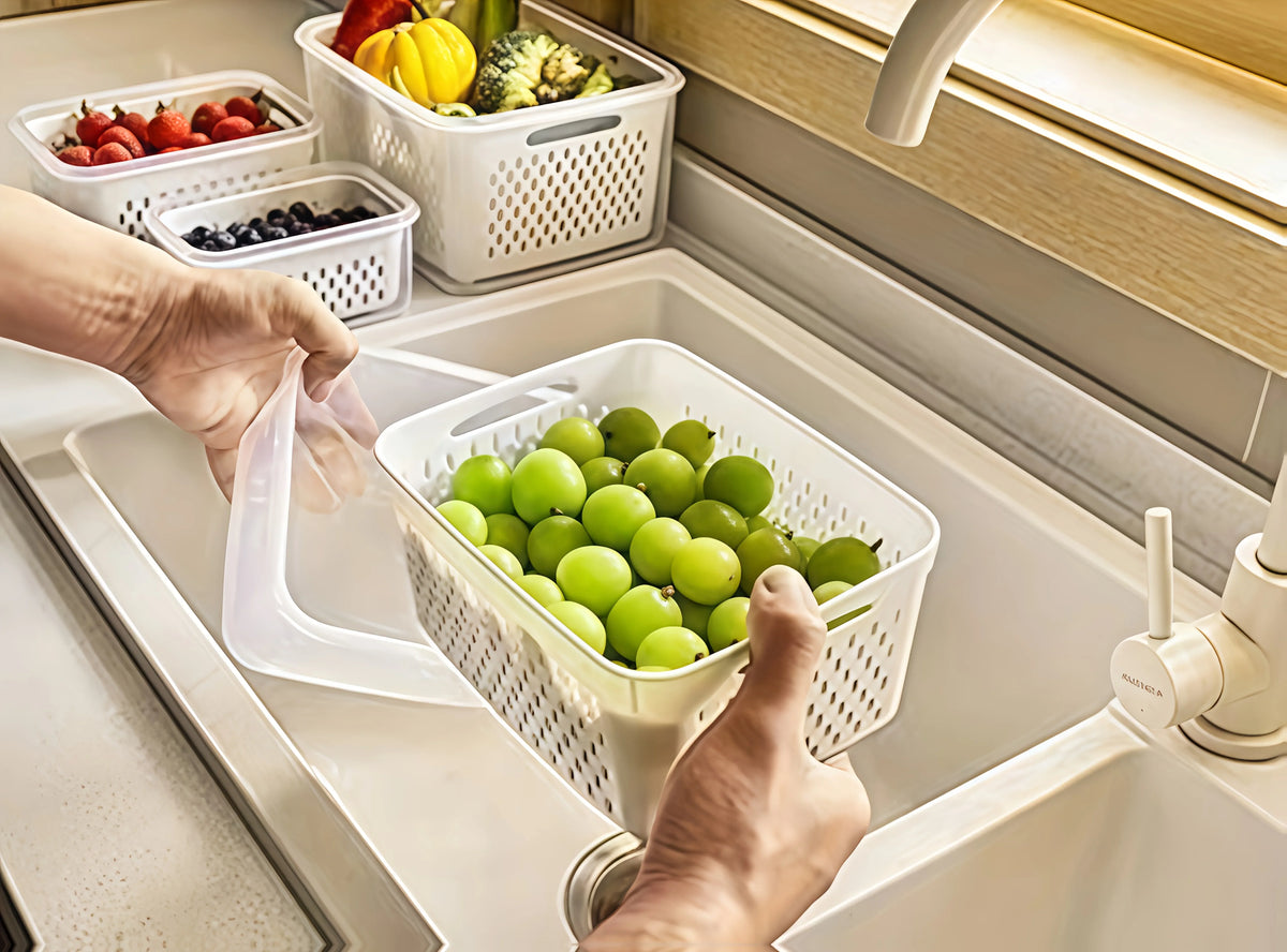 9-Piece Fruit and Vegetable Storage Container Set with Strainers