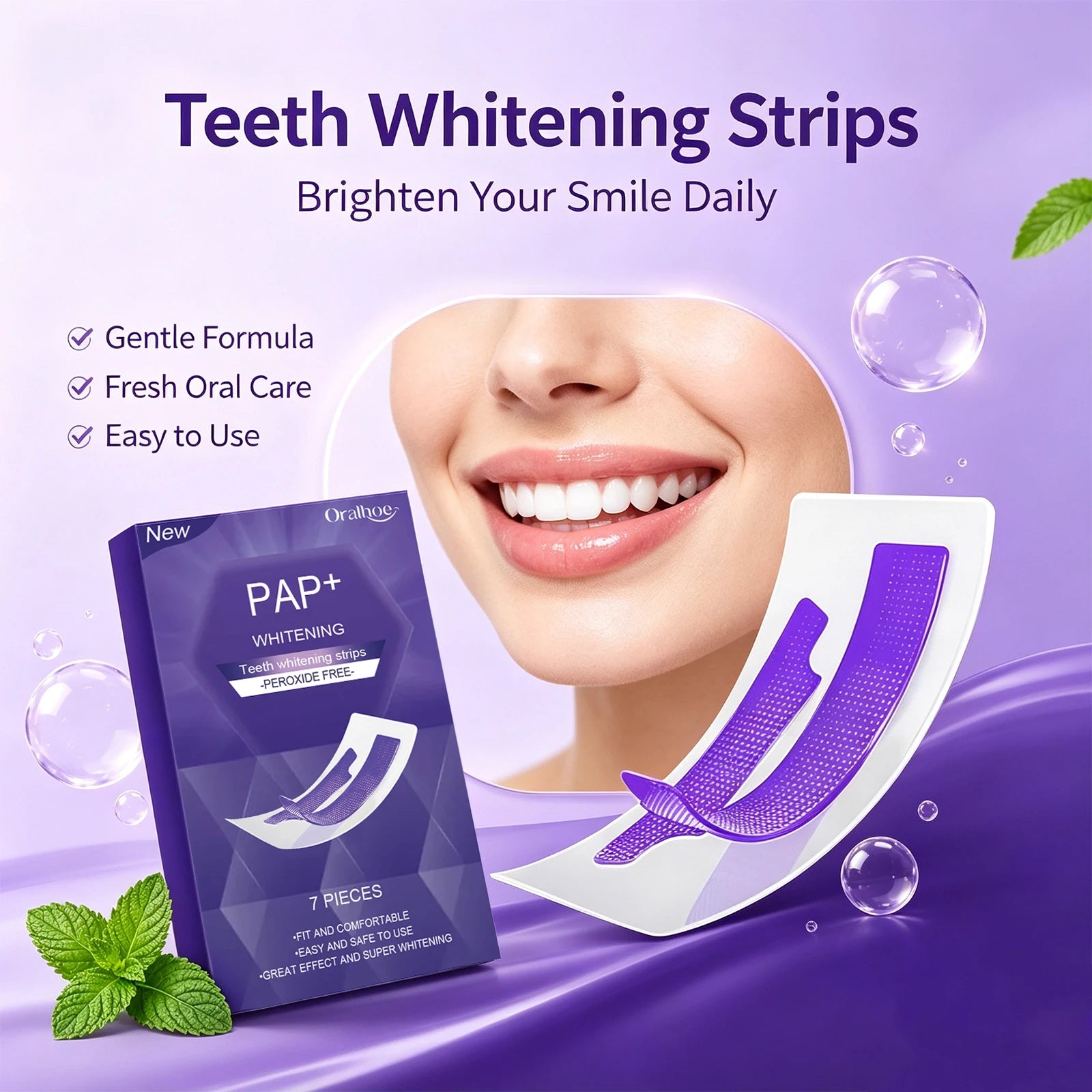 Gentle Peroxide-Free Teeth Whitening Strips - 2