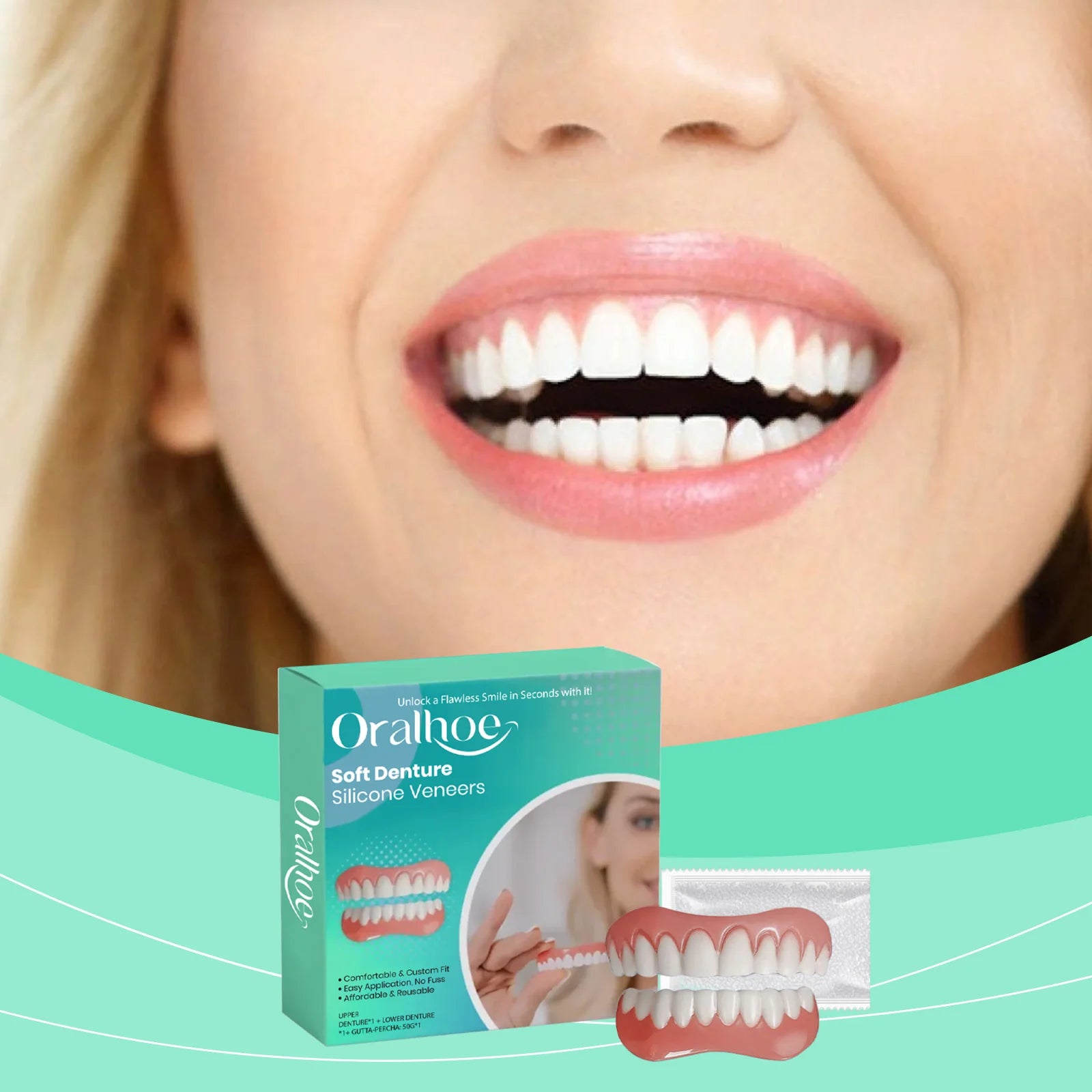 Flexible Silicone Cosmetic Denture Set for Smile Restoration - 3